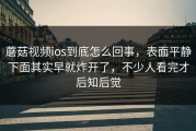 蘑菇视频ios到底怎么回事，表面平静下面其实早就炸开了，不少人看完才后知后觉