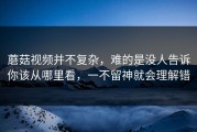 蘑菇视频并不复杂，难的是没人告诉你该从哪里看，一不留神就会理解错