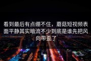 看到最后有点绷不住，蘑菇短视频表面平静其实暗流不少到底是谁先把风向带歪了