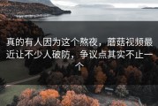 真的有人因为这个熬夜，蘑菇视频最近让不少人破防，争议点其实不止一个