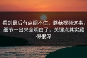 看到最后有点绷不住，蘑菇视频这事，细节一出来全明白了，关键点其实藏得很深