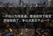 一开始以为很普通，蘑菇视频下载突然被聊疯了，争议点其实不止一个