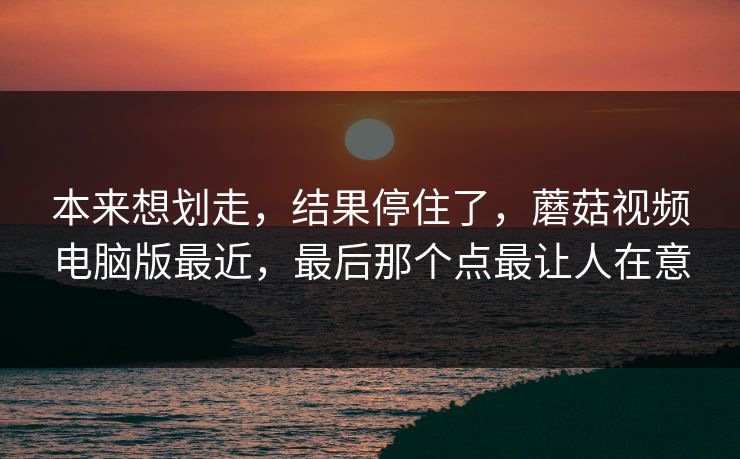 本来想划走,结果停住了,蘑菇视频电脑版最近,最后那个点最让人在意 本来想划走,结果停住了,蘑菇视频电脑版最近,最后那个点最让人在意
