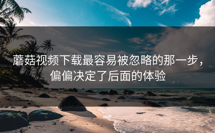 蘑菇视频下载最容易被忽略的那一步，偏偏决定了后面的体验