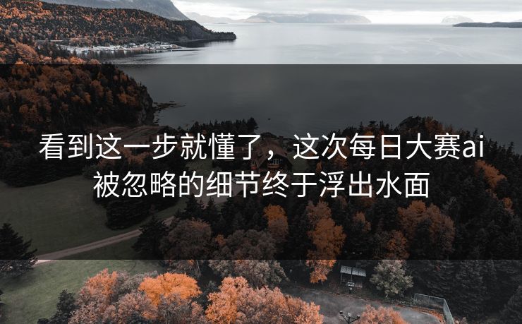 看到这一步就懂了，这次每日大赛ai被忽略的细节终于浮出水面