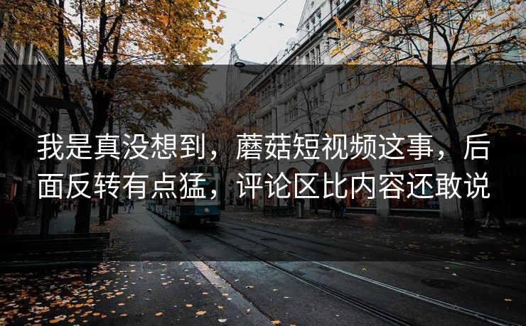 我是真没想到，蘑菇短视频这事，后面反转有点猛，评论区比内容还敢说