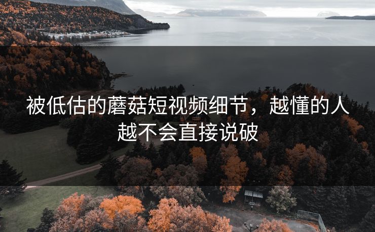 被低估的蘑菇短视频细节,越懂的人越不会直接说破 被低估的蘑菇短视频细节,越懂的人越不会直接说破
