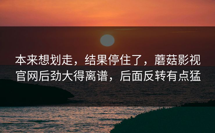 本来想划走,结果停住了,蘑菇影视官网后劲大得离谱,后面反转有点猛 本来想划走,结果停住了,蘑菇影视官网后劲大得离谱,后面反转有点猛